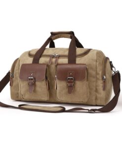 Canvas Duffle Bag For Travel Carry-on Bag - Khaki