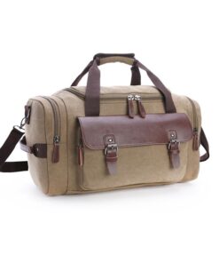 Canvas Duffle Bag For Travel Overnight Carry-on Bag - Khaki