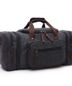 Canvas Duffle Travel Bag Overnight Weekend Bag Travel Tote Bag - Black