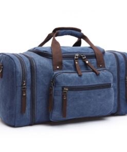 Canvas Duffle Travel Bag Overnight Weekend Bag Travel Tote Bag - Dark Blue