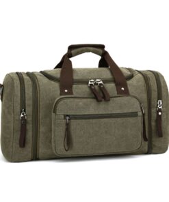 Canvas Duffle Travel Bag Overnight Weekend Bag Travel Tote Bag - Dark Green