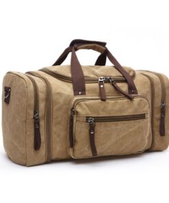 Canvas Duffle Travel Bag Overnight Weekend Bag Travel Tote Bag - Khaki