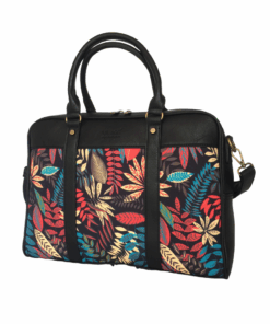 Canvas Floral Women Laptop Bag - Black