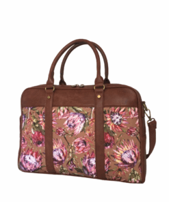 Canvas Floral Women Laptop Bag - Brown