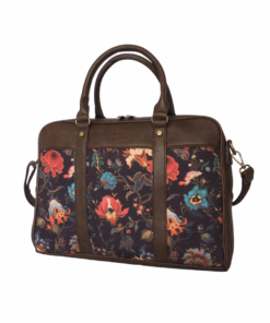 Canvas Floral Women Laptop Bag - Coffee