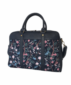 Canvas Floral Women Laptop Bag - Navy
