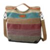 Canvas Handbag for Women - Multi Color Striped