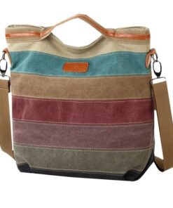 Canvas Handbag for Women - Multi Color Striped