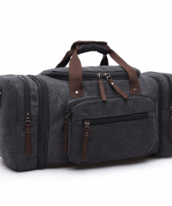 Canvas Luggage Travel Duffel Bag With Large Capacity - Black