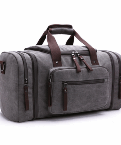 Canvas Luggage Travel Duffel Bag With Large Capacity - Grey
