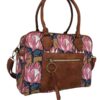 Canvas Overnight Bag With Protea Flower - Brown