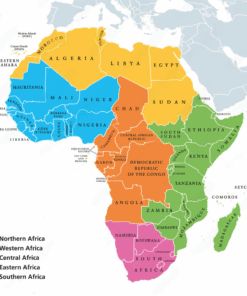Canvas Wall Art - Africa Regions Political Map With Single Countries