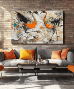 Canvas Wall Art - Avian Dance Ostrich Abstract - HC0131