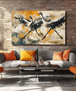 Canvas Wall Art - Avian Dance Ostrich Abstract - HC0132