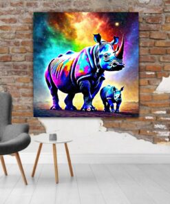 Canvas Wall Art - Big 5 Moms and Babes Rhino