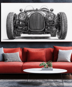 Canvas Wall Art - Black and White Morgan 3 Wheeler - BX0231