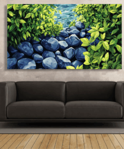Canvas Wall Art - Blue Stones and Lush - IM1356