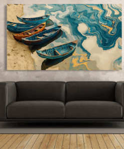 Canvas Wall Art - Boats on a Calm Shoreline - IM1370
