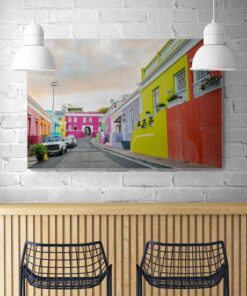 Canvas Wall Art - Colorful Homes in Bo-Kaap Neighborhood in Cape Town