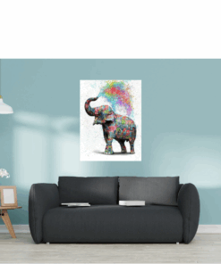 Canvas Wall Art Colour Full Elephant