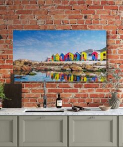 Canvas Wall Art - Colourful Beach Houses in South Africa