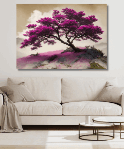 Canvas Wall Art Decor - Magenta Tree Artwork