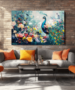 Canvas Wall Art - Elegant Peacock Abstract - HC0138