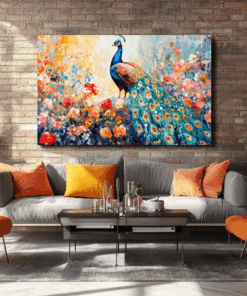 Canvas Wall Art - Elegant Peacock Abstract - HC0139
