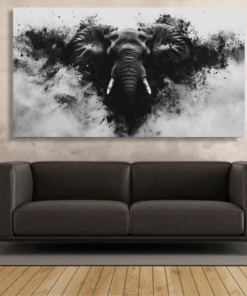 Canvas Wall Art - Elephant Ink Splash - IM1391