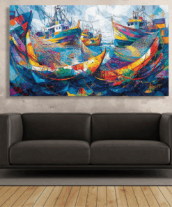 Canvas Wall Art - Fishing Nets and Boats - IM1367