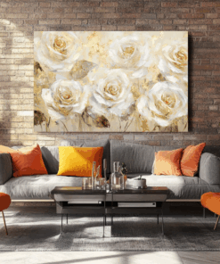 Canvas Wall Art - Golden Flower Garden Abstract - HC0097