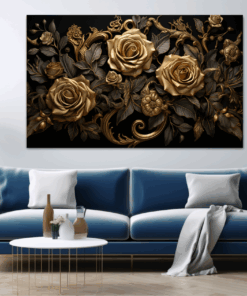 Canvas Wall Art - Golden Rose Graden Abstract - JT0314