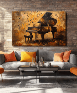 Canvas Wall Art - Grand Piano Painting - HC0061