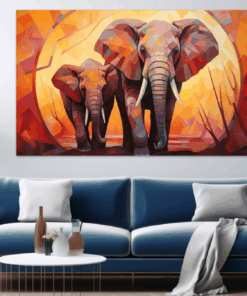Canvas Wall Art - Majestic Elephants Abstract -JT0240