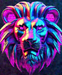 Canvas Wall Art - Neon Punk Lion