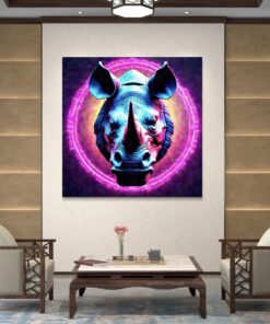 Canvas Wall Art - Neon Punk Rhino