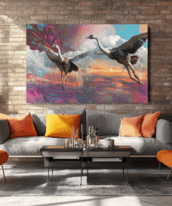 Canvas Wall Art - Ostriches in Flight Abstract - HC0129