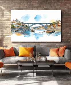 Canvas Wall Art - Porto Bridge illustraction - HC0071