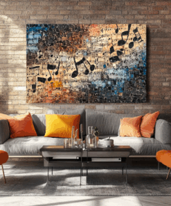 Canvas Wall Art - Tiny Music Notes Abstract - HC0066