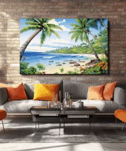 Canvas Wall Art - Tropical Island Abstract - HC0038