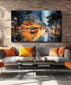 Canvas Wall Art - Vibrant Cityscape Painting - HC0024