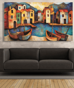 Canvas Wall Art - Village by the Sea - IM1373