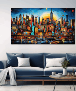 Canvas Wall Art - Whimsical Cityscape Abstract - BK0309