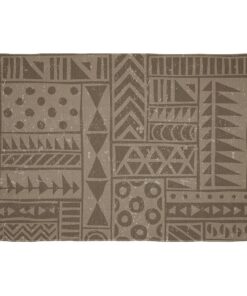 Cape Art Chenille Modern Brown Aged Tribal Block Pattern Rectangular Rug