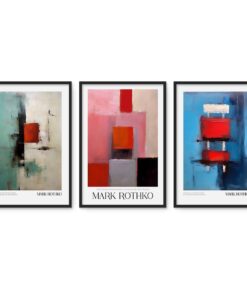 Cape Art Framed Canvas 3 Piece 45x65cm Mark Rothko Geometric Abstracts