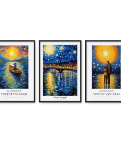 Cape Art Framed Canvas 3 Piece 45x65cm Van Gogh Starry Night Collection