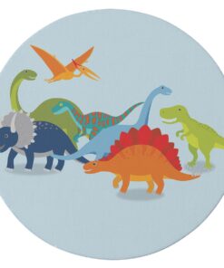 Cape Art Kiddies Colourful Dinosaurs 155cm Round Rug