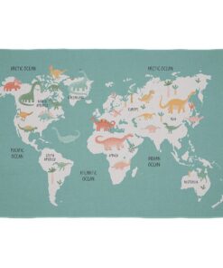 Cape Art Kids Blue Dino World Map Rectangular Rug