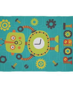 Cape Art Kids Blue Green Robot Rectangular Rug