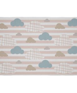 Cape Art Kids Blue Neutral Cloud Pattern Rectangular Rug